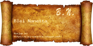 Blei Nanetta névjegykártya